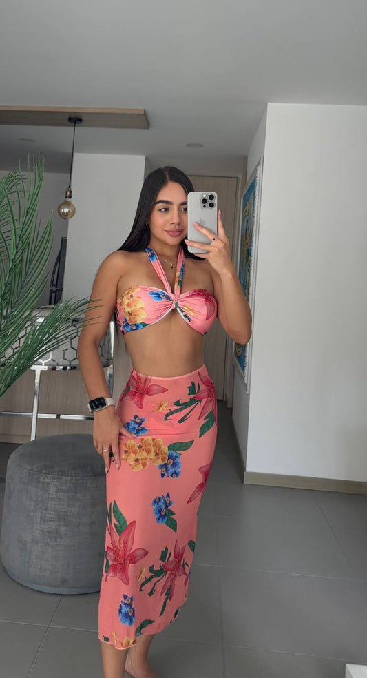 VESTIDO DE BAÑO 3 PIEZAS FALDA